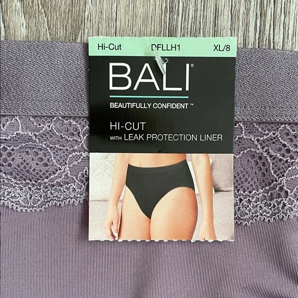 Bali Purple Hi-Cut Brief Women’s XL/8 Odor Leak Protection Support Lining Panti - Picture 2 of 8
